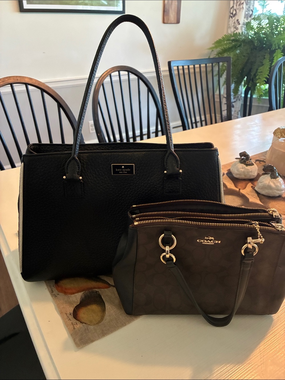 kate spade Black Leather Tote with Gold Hardware